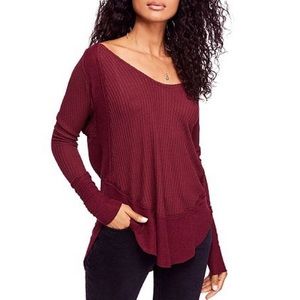 Free People Catalina Thermal Top Burgundy Small